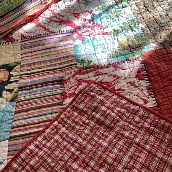 POTTERY BARN VINTAGE SALSA HAWAIIAN PATCHWORK QUEEN COMFORTER AND DUVET SET - Picture 5 of 14